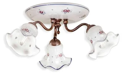 Zdjęcie produktu dla Chieti Klasyczna Lampa Sufitowa Metalowa I Ceramiczna Czarna Cieniowana Miedziana 3 Światła E14