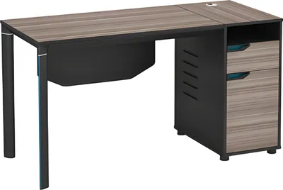 Produktbild von Schreibtisch Holzoptik Braun Schwarz Mit Stauraum und Kabeldurchlass Büro Tisch