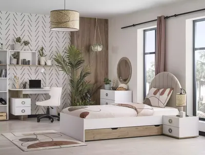 Produktbild von Bettrahmen Kinderbett Kindermöbel Kinderzimmer Bett Holz Weiß Modern