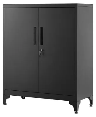 Obrázok produktu pre Kovová skriňa – čierna – s nastaviteľnými poličkami – stabilná – 40 x 80 x 90 cm