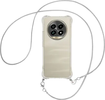 Produktbild von Handykette Backcover-Schutzhülle mit Band (Metall silberfarben) für Realme 13 Pro 5G - silberfarbene Snake-Kette
