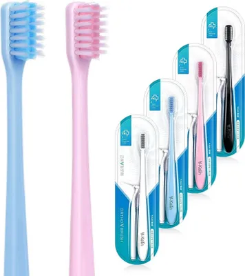 Image de Brosse à dents orthodontique Forme en V poils souples Pack de 4 Contribution à l'orthodontie