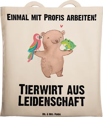 Produktbild von Mr. & Mrs. Panda canvas tasche Tierwirt Leidenschaft - Transparent - Geschenk, Schultasche, Einkaufstasche, Spruch, Agronom, Bauernhof, Lustig, Shopping, Witzig, Tote Bag