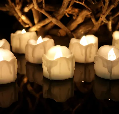 Obrázek produktu pro 12xLED vosková svíčka LED tyčová svíčka blikající LED svíčka LED sloupková svíčka, teplá bílá