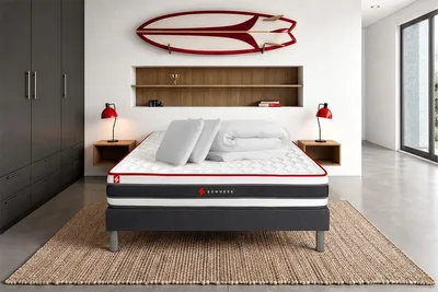 Produktbild von Komplettpaket Bett - Matratze 180x200 cm + Boxspringbett mit Lattenrost (im Set) + 2 Kopfkissen + Bettdecke - Energy