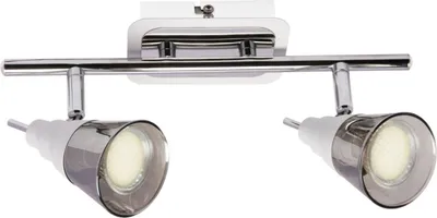 Produktbild von Deckenstrahler Edelstahl Rauchglas verstellbar Weiß Chrom GU10 2-flammig länglich Spot Lampe Decke