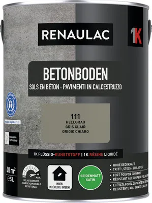 Produktbild von RENAULAC Betonbodenfarbe seidenmatt hellgrau 5 l
