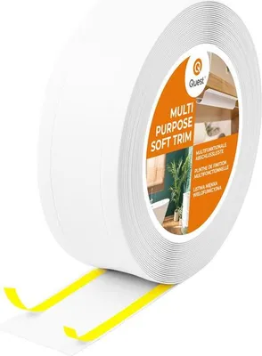 Zdjęcie produktu dla QUEST Listwa wykończeniowa W1 z PCV 6w1 1x75mm, 5m samoprzylepna, maskująca elastyczna listwa podłogowa, ścienna, biały