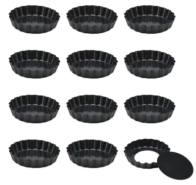 12 Mini-Quicheformen 10 cm, antihaftbeschichtet, schwarz