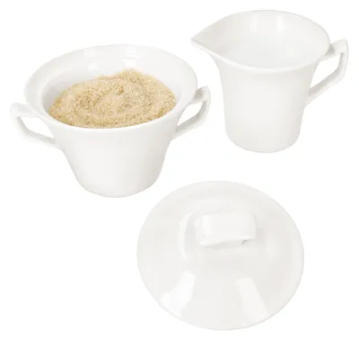 Image de set de 2 pièces Ivory Pot à lait & Sucrier + couvercle Pot en porcelaine blanc