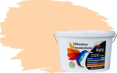 Produktbild von RyFo Colors Silikonharz Fassadenfarbe Lotuseffekt Trend Orangetöne Cremeorange 10l  - bunte Fassadenfarbe, weitere Orange Farbtöne und Größen erhältlich, Deckkraft Klasse 1
