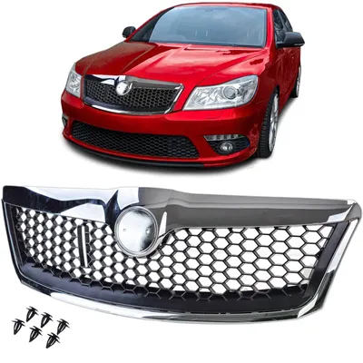 Obrázek produktu pro Sportovní maska chladiče, černá s chromovanými detaily, pro Škoda Octavia 1Z, modely 2009-2013