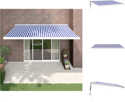 Obrázek produktu pro vidaXL Markýza stahovací modrobílá 4x3 m látka a hliník - Markýzy