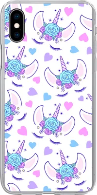 Produktbild von MuchoWow® Handyhülle Schutzhülle Hülle für Telefoonhoesje iPhone Xs Mädchen - Einhorn - Blumen - Muster - Mädchen - Kinder - Kinder Silikon Softcase Handy Hülle - Handytasche