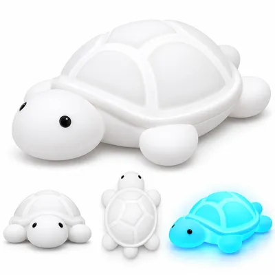 Produktbild von Schildkröten Nachtlampe aus weichem Silikon, LED Nachtlicht mit Farbwechsel, 3 Dimmstufen, Akku, USB-C-Ladekabel, für Kinderzimmer und als Geschenk