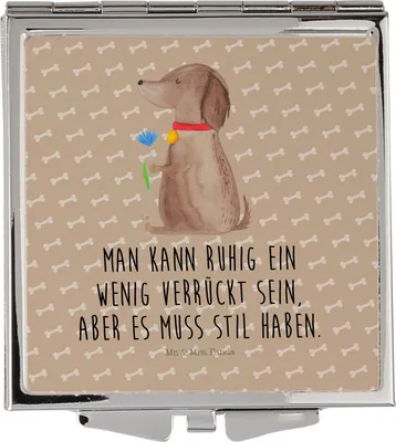 Produktbild von Mr. & Mrs. Panda Schminkspiegel Hund Blume - Hundeglück - Geschenk, Haha, Kleiner Spiegel, Klappspiegel, Frauen, Taschenspiegel, Hunde, Halsband, Mini, Süß, Sprüche