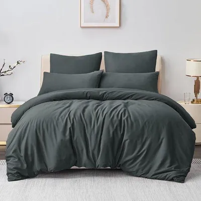 Produktbild von Famanu Bettwäsche 200 x 220 cm, 3-teilig, grau, mit Kissenbezügen, Mikrofaser mit Reißverschluss