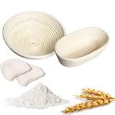 Produktbild von LAYBA Gärkorb rund & oval 1 Stück aus Rattan, Banneton Brotkorb für Sauerteig, Hefeteig, Brot backen, Teiggare und Backzubehör