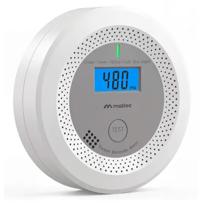 Produktbild von MalTec Kohlenmonoxid-Sensor SafeSensor 4500 CO Melder mit LCD, Kohlenmonoxid-Sensor, 85 dB, Akku, PPM-Anzeige Weiss