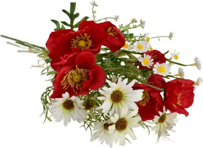 Produktbild von Blumenstrauß aus sommerlichen weißen Gänseblümchen mit Mohn und Kamille 70 cm