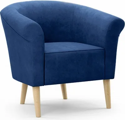 Produktbild von Bettso Bequemer Sessel Polstersessel Relaxsessel mit Holzbeinen für Wohnzimmer Skandinavischen Stil PERO Dunkelblau