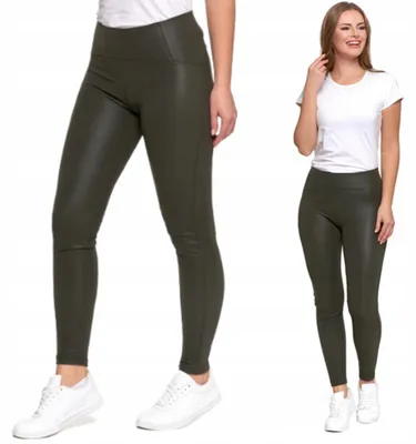 Produktbild von Damen-Leggings aus Kunstleder mit hohem Bund, modisch und stylisch, MORAJ XL Khaki
