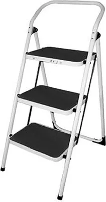 Produktbild von Small Giraffe Einseitige Metall-Klappleiter | 3 Stufen | Schwarz |150kg Tragkraft | Leiter, Trittleiter, Stufenleiter, Haushaltsleiter