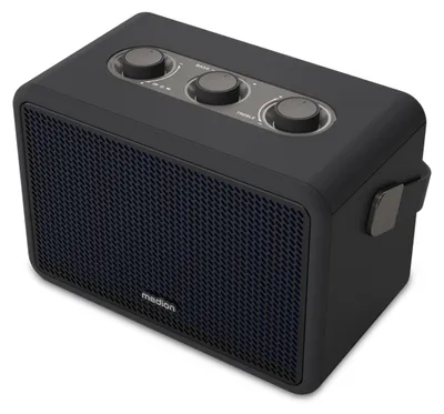 Produktbild von MEDION BXO-1 Bluetooth Lautsprecher – Kraftvoller Sound im hochwertigen Retro-Design, bis zu 15 Stunden Akkulaufzeit, Bluetooth 5.3, IPX4, USB-C schwarz