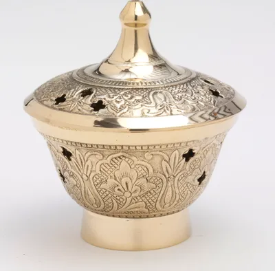 Produktbild von Räucherschale, Weihrauchschalen Messing Gold mit Kohlensieb (Ø 10 cm) für Räucherkohle