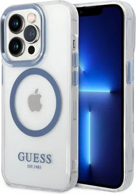 Produktbild von Guess Guhmp14Lhtrmb Iphone 14 Pro 6.1 Blau/Blaue Hartschale Metal Outline Magsafe