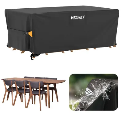 Immagine prodotto di Copertura per mobili da giardino, impermeabile e resistente al vento, dimensioni 180x120x74 cm, colore nero, tessuto Oxford 420D