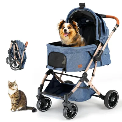 Productafbeelding van Hondenbuggy Kattenwagen - Inklapbaar - Tot 20 kg - Blauw