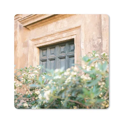 Produktbild von MuchoWow® Mauspad Mousepad Architektur - Tür - Blumen - Grün - Vintage 20x20 cm - Mousepads - Maus Mat - Pad - Mausunterlage - Desk Mat - Bureauartikeln