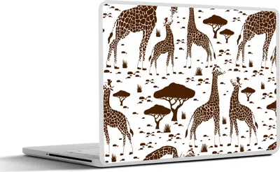 Produktbild von MuchoWow® Laptop Aufkleber Sticker Cover Giraffe - Muster - Baum 25x18 cm - Laptop-Deko