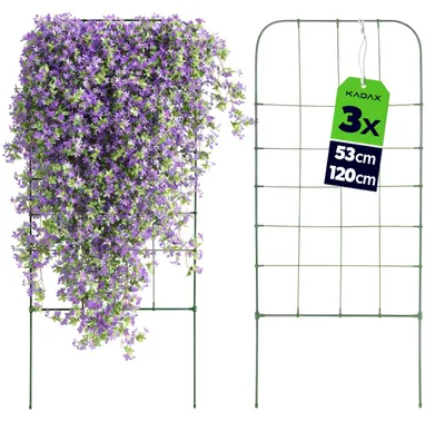 Productafbeelding van KADAX Rankhek, 53 x 120 cm, 3 stuks, klimhulp voor klimplanten zoals bonen en erwten, plantensteun van gecoat metaal, plantenhek voor plantenbakken