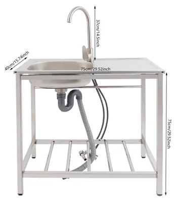 Image de Évier indépendant en acier inoxydable - Une cuve - Acier inoxydable 201 - Avec robinet