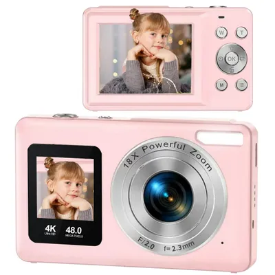 Produktbild von Digitalkamera 4K 48MP 1080P Video Kompaktkamera Autofokus Dual Display 18x Zoom Vlog Kamera Reisekamera Selfie Kamera USB-C