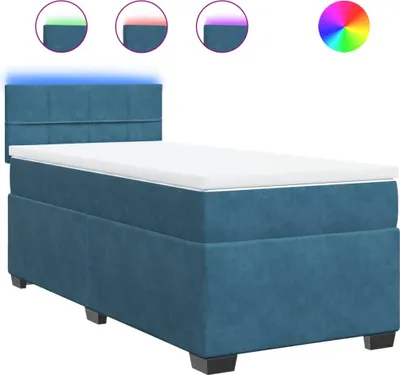 Produktbild von vidaXL Boxspringbett mit Matratze Blau 90x200 cm Samt