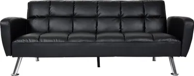 Produktbild von Sofa HWC-K19, Couch Schlafsofa Gästebett Bettsofa Klappsofa, Nosagfederung Schlaffunktion 203cm  Kunstleder schwarz