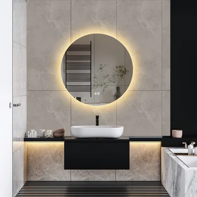 Obrázek produktu pro Koupelnové zrcadlo s osvětlením Kulaté 80cm LED nástěnné zrcadlo Kulaté 3000K/4000K/6000K Dotykové + stmívatelné + proti zamlžení IP44 Vodotěsné Snadná instalace Koupelnové zrcadlo s osvětlením Úspora energie