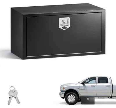Image de VEVOR Boîte à Outils pour Camion 914x457x457 mm, Coffre à Outils sous Châssis ou sous Plateau, Rangement pour Benne Camionnette Fourgonnette Remorque SUV, en Acier Robuste avec Serrure et Clés, Noir