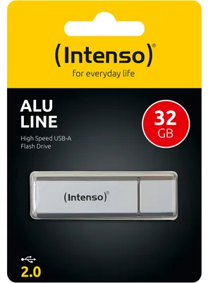 Obrázek produktu pro Intenso Alu Line, 32 GB, USB Typ-A, 2.0, 28 MB/s, Čepice, Stříbrná