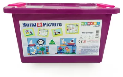 Produktbild von Little Architect Bauklötze Build a Picture – 900 Teile mit 12 Vorlagenkarten (ABS-Kunststoff, 2D/3D-Konstruktionen, Feinmotorik-Förderung) – ab 5 Jahren, CE & EN-71