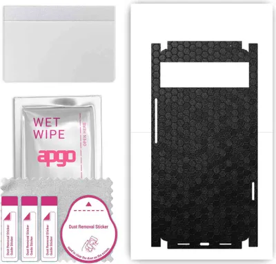 Produktbild von apgo Rückseite + Seiten Schutzfolie, Skin, kompatibel mit Google Pixel 6, Hinten Displayschutzfolie aus Vinylfolie, kratzfest, einfache Montage - Schwarze Honigwabe