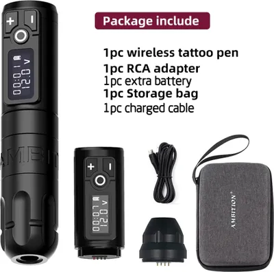 Produktbild von Drahtloser Tattoo-Stift, leistungsstarker bürstenloser Motor, verlängerte Akkulaufzeit, Schwarzes Kit