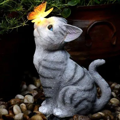 Image de Lanterne de jardin solaire à LED blanc chaud, 26 x 16 cm, pour chats