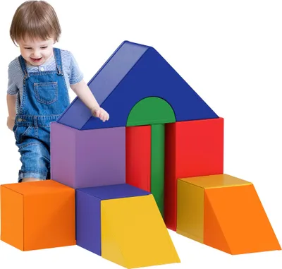 Image de HOMCOM Parcours motricité bébé 11PCS, module motricité bébé en mousse EPE avec housse en revêtement synthétique, blocs mousse de construction, jouets éducatifs pour enfants de 1-3 ans, multicolore