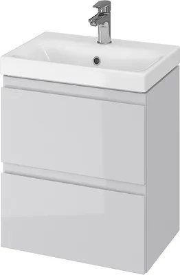 Produktbild von BADLAND Badmöbel Set badezimmerschrank mit Keramikwaschbecken, 2-Schubladen MODUO SLIM 50 Grau