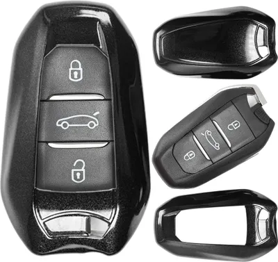 Produktbild von Auto Schlüssel Kunststoff Hülle ABS Plastik Schutz Cover Schwarz kompatibel mit Peugeot 3008 508 308 5008 208 408 KEYLESS SMARTKEY