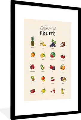 Produktbild von MuchoWow® Gerahmtes Poster Obst - Lebensmittel - Küche 60x90 cm - Poster mit Schwarzem Bilderrahmen Wandposter Rahmen Foto Bilder - Dekoration - Wandposter Wohnzimmer - Hochwertig